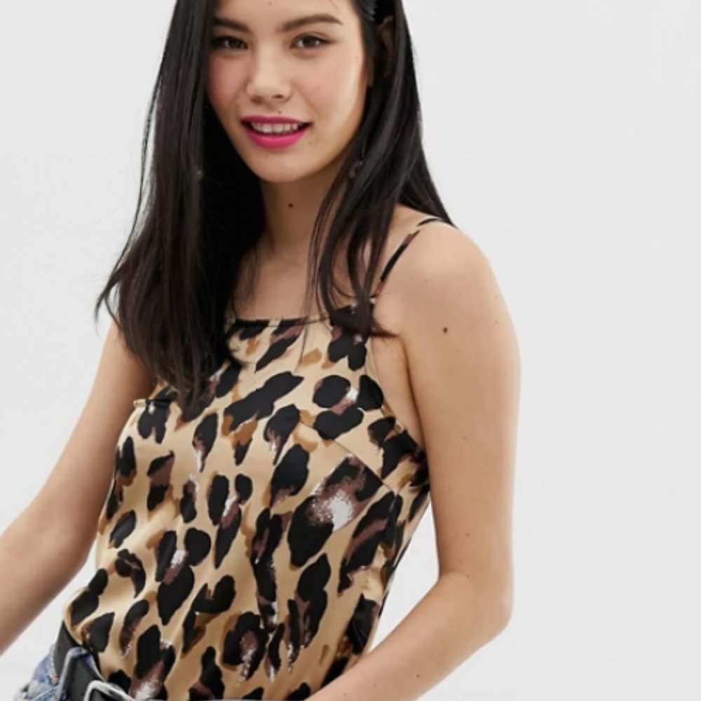 Women's Satin Leopard Animal Print Cami Tank NWOT